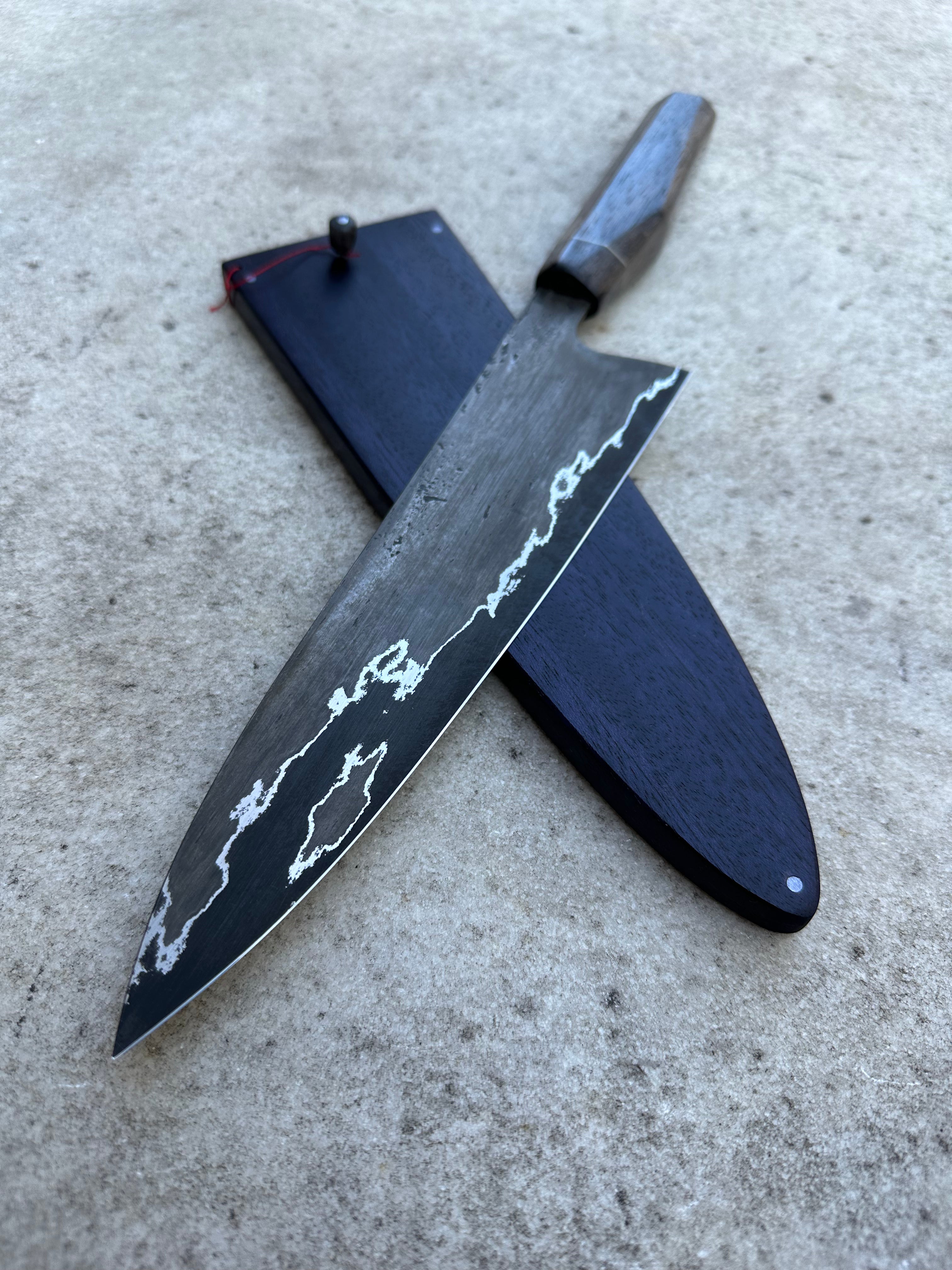 Wrought Iron Clad San Mai Chefs Knife